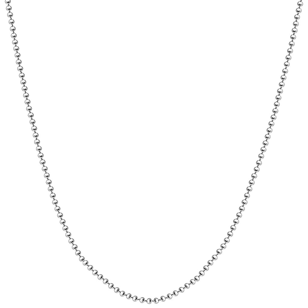 Sterling Silver Bead Chain Necklace With Lobster Clasp 17 Inch